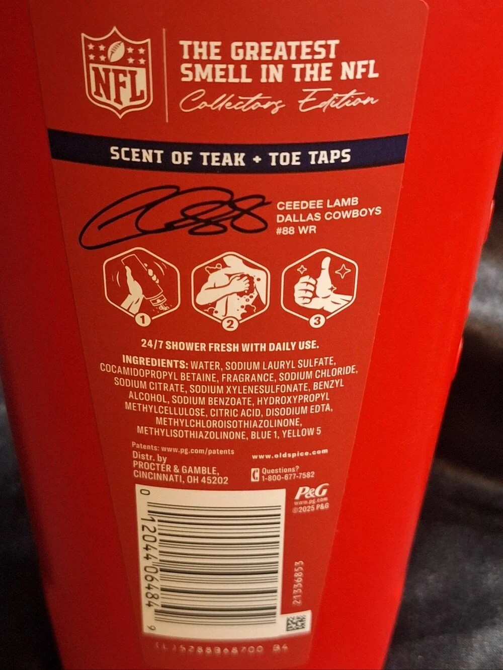 NEW Old Spice Ceedee TD Lamb Body Wash~Limited Edition~NFL~Dallas Cowboys~Teak